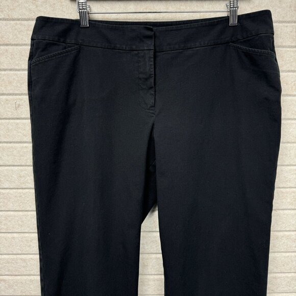 Eileen Fisher Black Cropped Straight Leg Pants Cuffed Women’s L - Picture 3 of 16